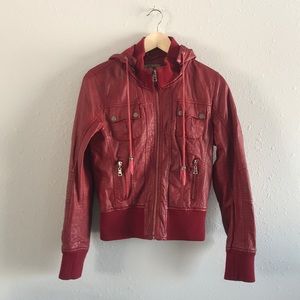Catwalk Studio LA Red faux leather bomber jacket